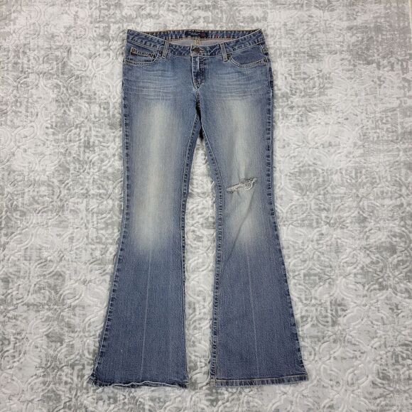 Vintage American Eagle Jeans Womens 6 Blue Favorite Fit Distressed Flare Y2K - Picture 1 of 16